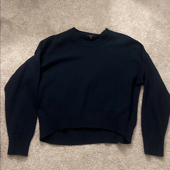 100% Organic Cotton Boyfriend Crew Sweater in Navy - Picture 2 of 3